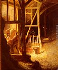 Sir George Clausen Famous Paintings - The Barn Door